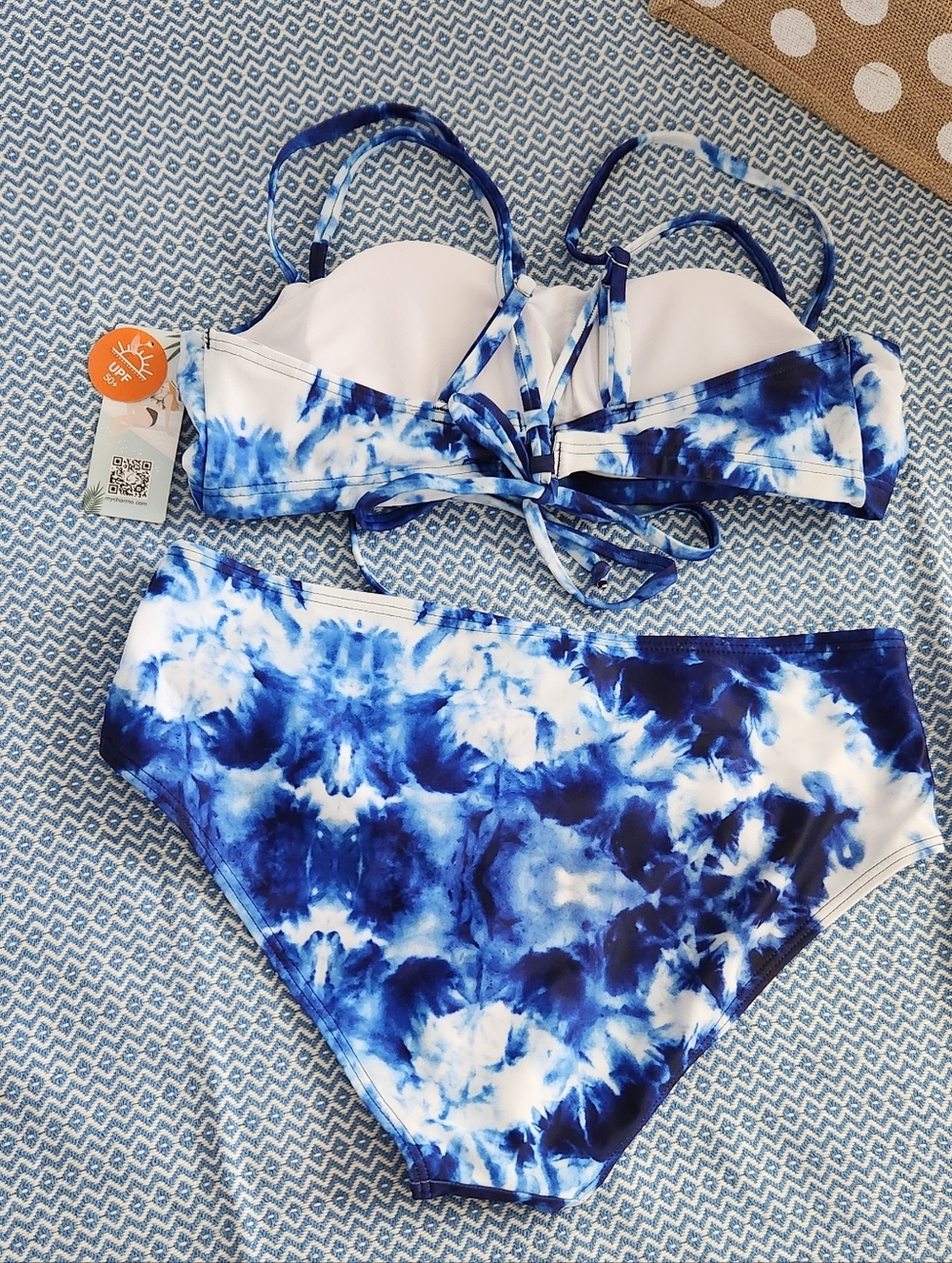 Blue Tie-Dye Bandeau Bikini Set - Women's Swim - Picture 5 of 12